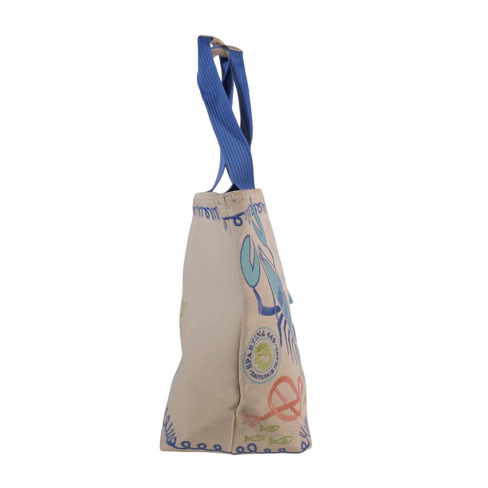 Spartina 449 Cotton Canvas Beach Tote – Overboard | Nautical Mermaid Print - NWT - Picture 3 of 8